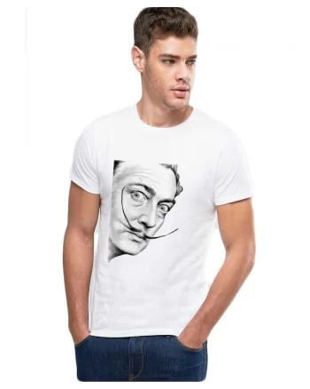 Tricou barbati alb - Dali - Portret