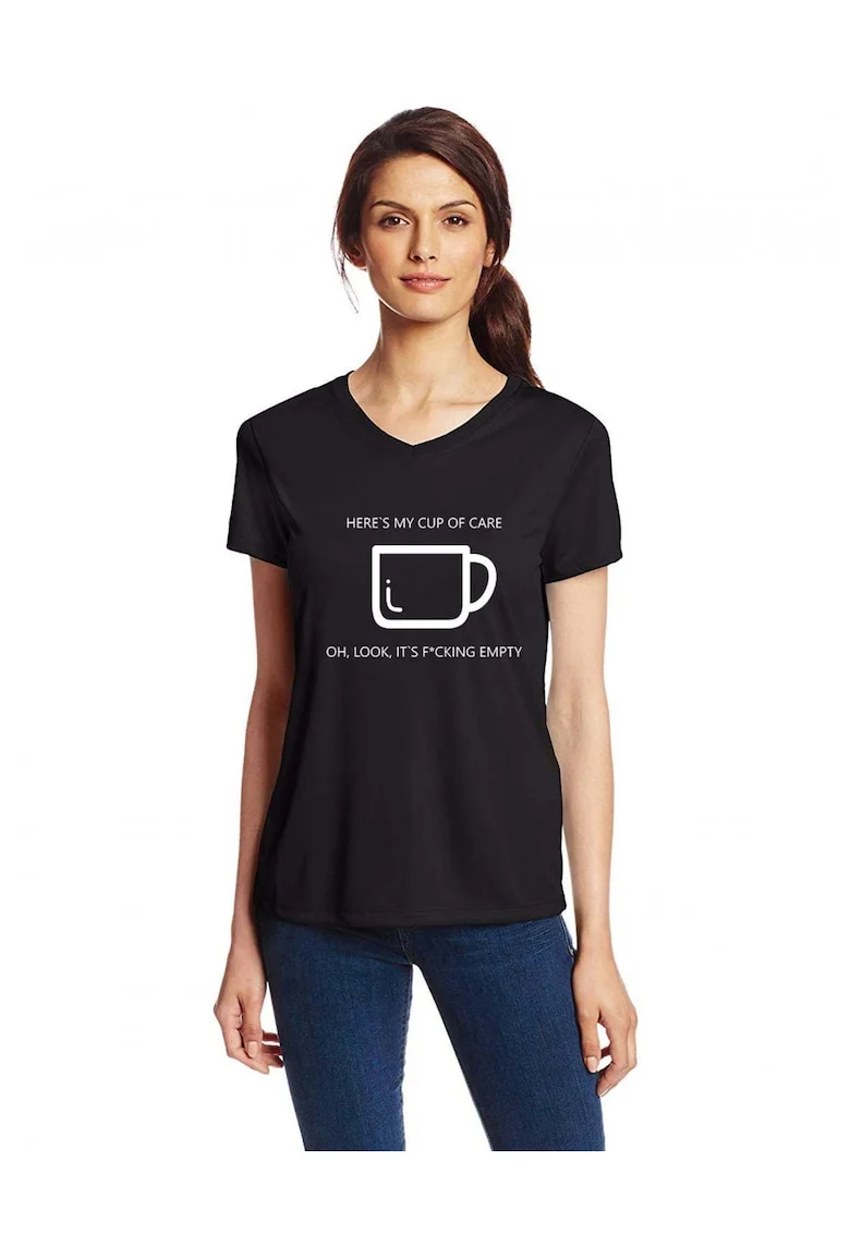 Tricou dama negru - Cup of care