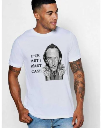 Tricou barbati alb - Dali - I want CASH