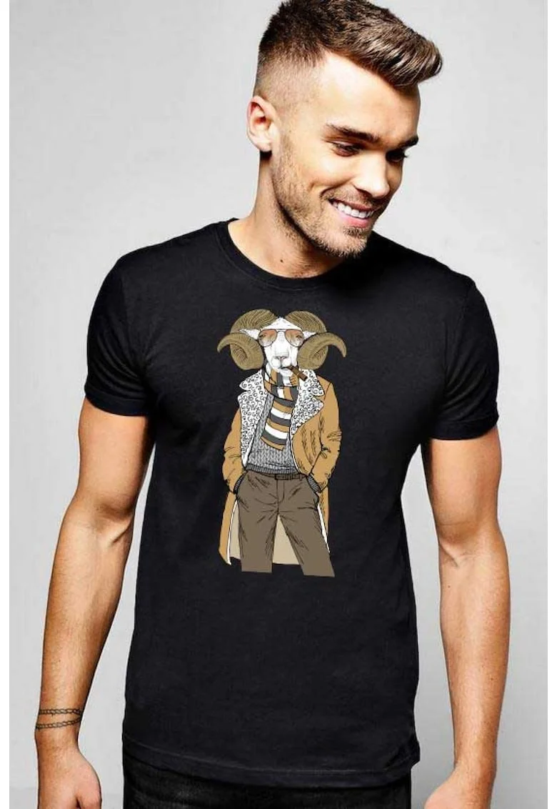 Tricou barbati negru - Berbec Fashion