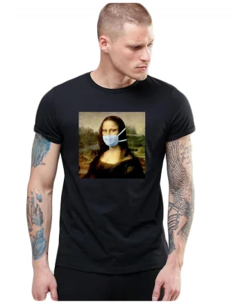 Tricou barbati negru - Mona Lisa in Pandemie