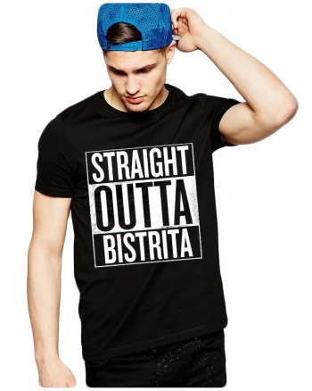 Tricou negru barbati - Straight Outta Bistrita, Negru