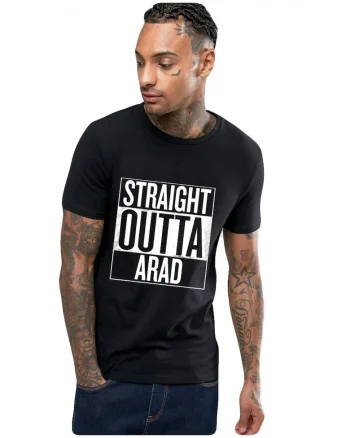 Tricou negru barbati - Straight Outta Arad, Negru