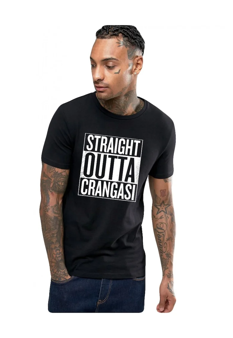 Tricou negru barbati - Straight Outta Crangasi, Negru
