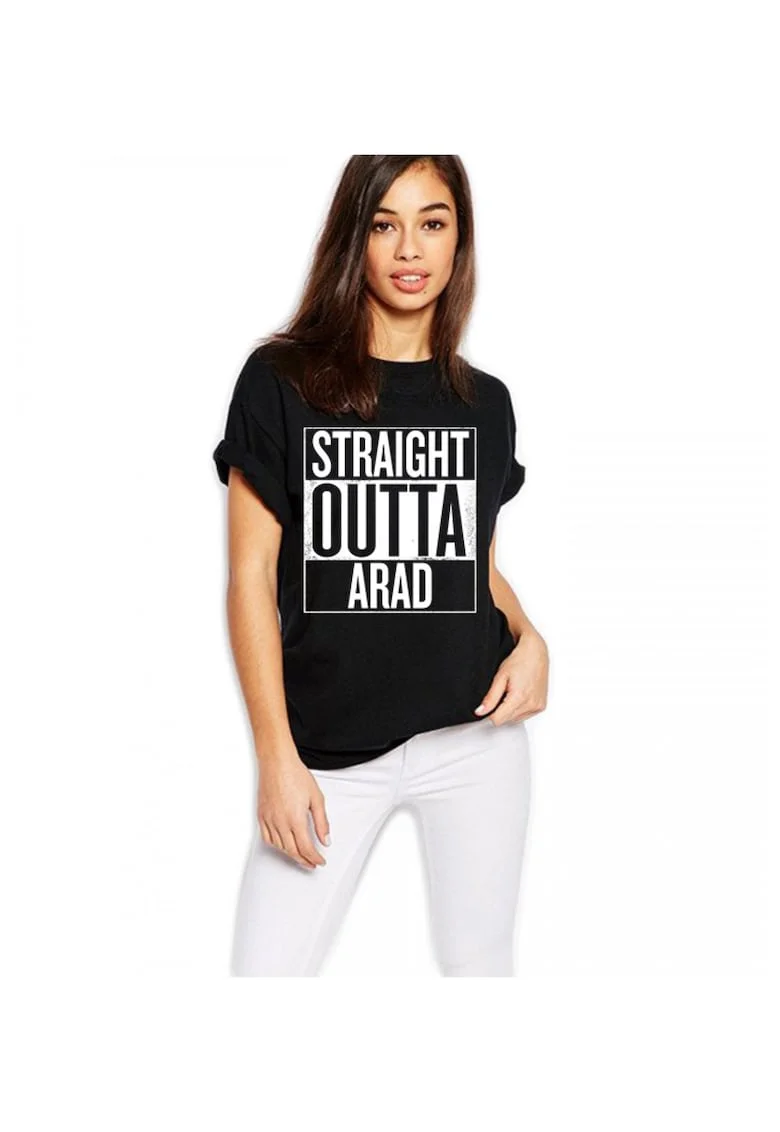 Tricou dama negru - Straight Outta Arad, Negru
