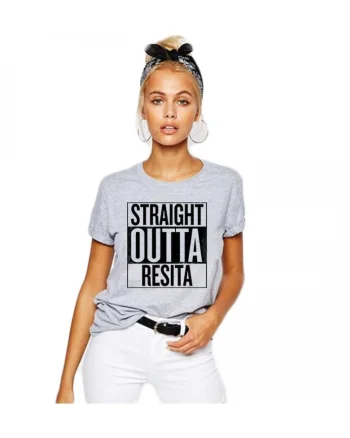 Tricou dama gri - Straight Outta Resita, Gri