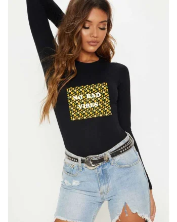 888113554-Bluza dama neagra - No Bad Vibes