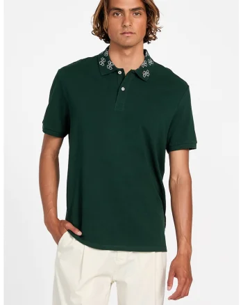 Tricou polo cu guler cu logo, Verde englez