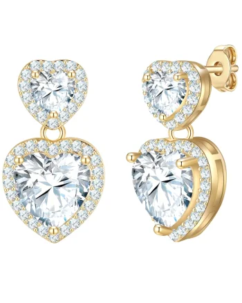 Cercei placati cu aur de 14K si zirconia, Auriu
