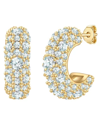 Cercei placati cu aur de 14K si decorati cu zirconia, Auriu