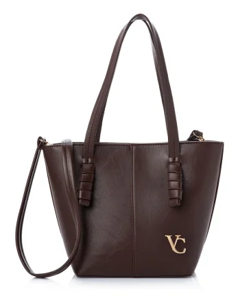 Geanta shopper  din piele ecologică, Maro cognac, 23 x 30 x 14 cm