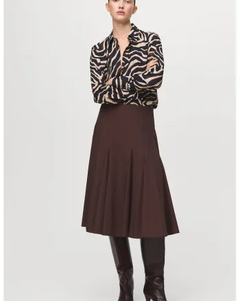 Camasa cu model si guler clasic, Negru/Crem