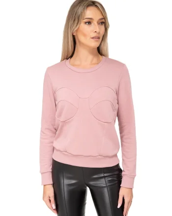Bluza de trening cu decolteu rotund Rosa, Roz prafuit