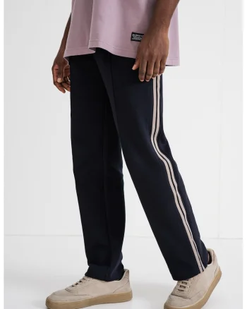 Pantaloni cu snur si benzi contrastante, Negru