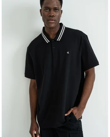 Tricou polo din bumbac, Negru