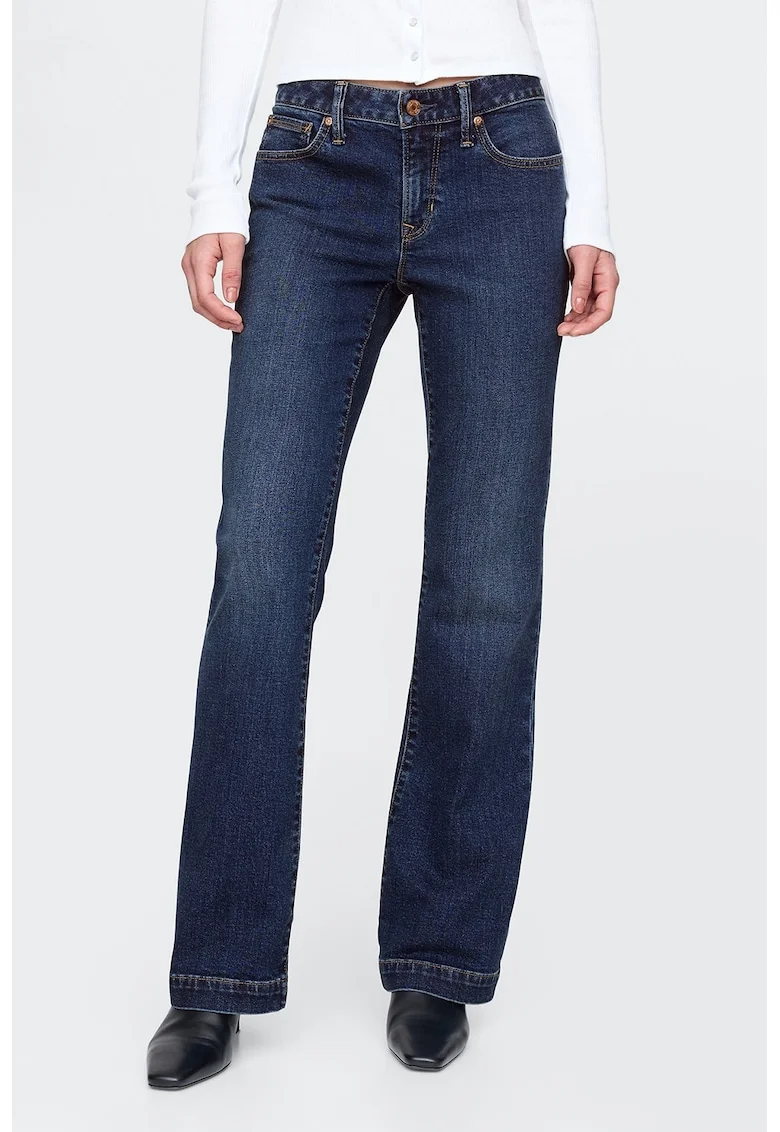 Blugi cu croiala bootcut si talie medie, Albastru inchis