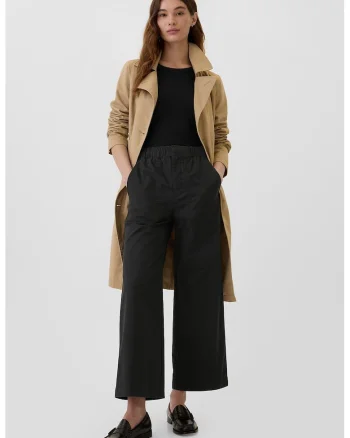 Pantaloni crop cu croiala ampla, Negru