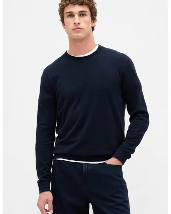 Pulover slim fit cu decolteu la baza gatului CashSoft, Albastru ultramarin