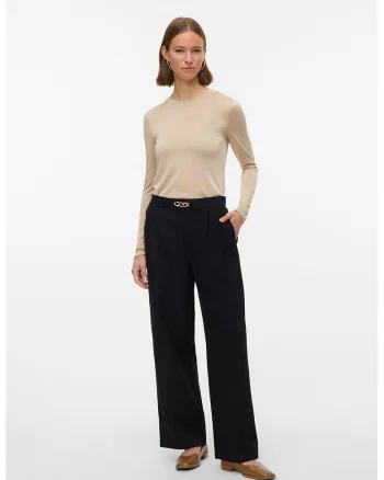 Pantaloni cu croiala ampla si pensa, Negru