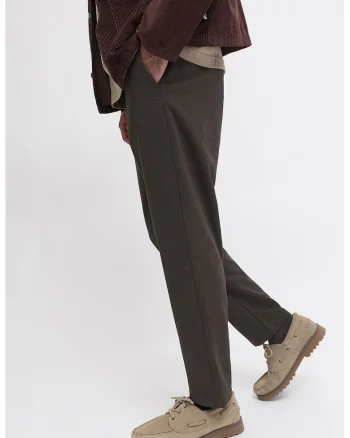 Pantaloni conici cu snur, Maro melange