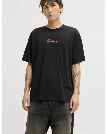 Tricou din bumbac organic cu imprimeu grafic, Rosu/Negru