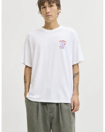 Tricou din bumbac organic cu imprimeu grafic, Rosu/Alb