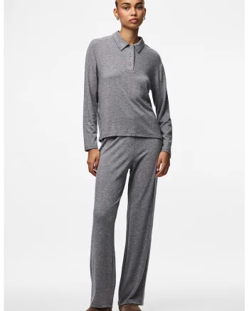 Pantaloni drepti cu model uni, Gri deschis