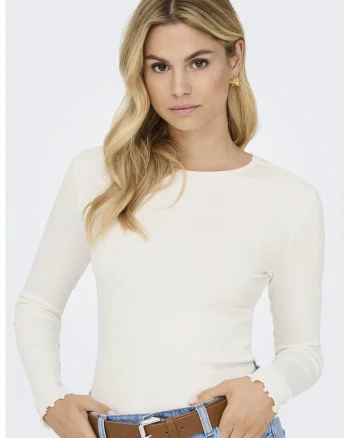 Bluza slim-fit cu decolteu rotund, Alb