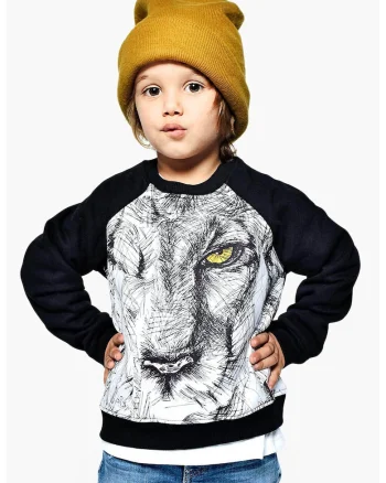 Bluza de trening cu imprimeu frontal, Alb/Negru