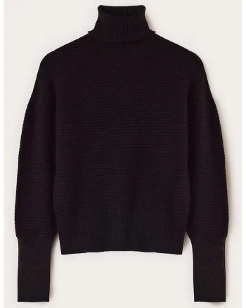 Pulover uni cu guler inalt si striatii, Negru