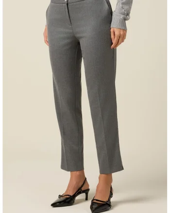 Pantaloni crop cu detalii cu pensa, Gri deschis