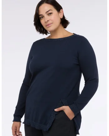 Pulover cu slit lateral, Bleumarin