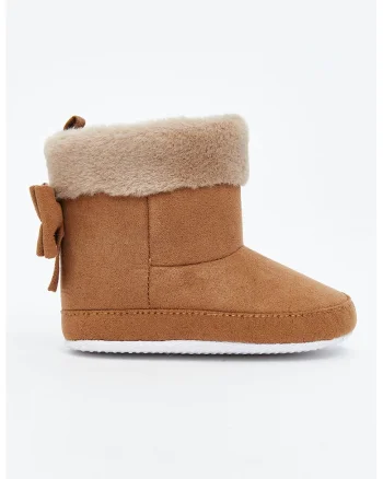 Ghete din material textil cu inchidere velcro, Maro