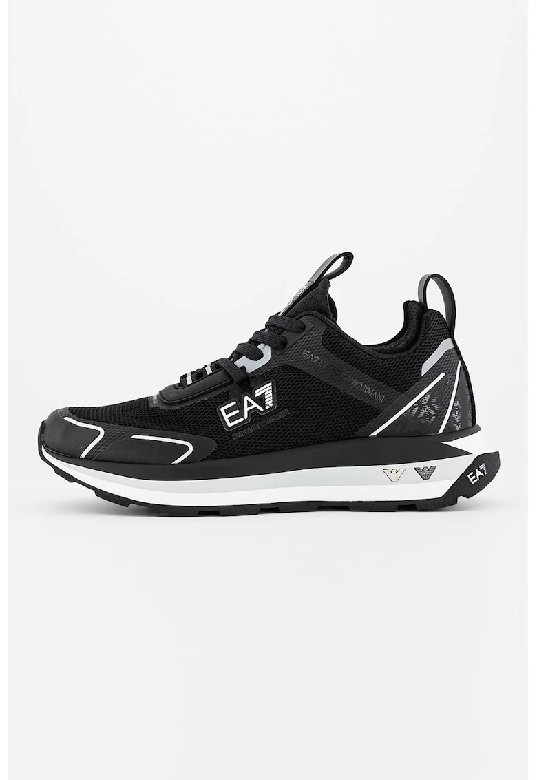 Pantofi sport unisex cu talpa cu dungi, Alb/Negru