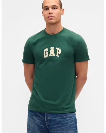 Tricou de bumbac cu logo, Verde englez