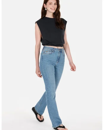 Blugi bootcut cu talie medie, Albastru deschis