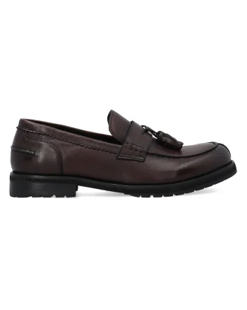 Loafers din piele naturala cu ciucuri