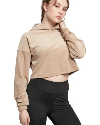 Hanorac crop cu maneci cazute, Maro taupe