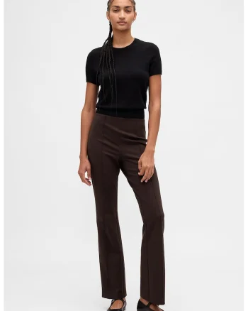 Pantaloni bootcut cu talie inalta, Maro inchis