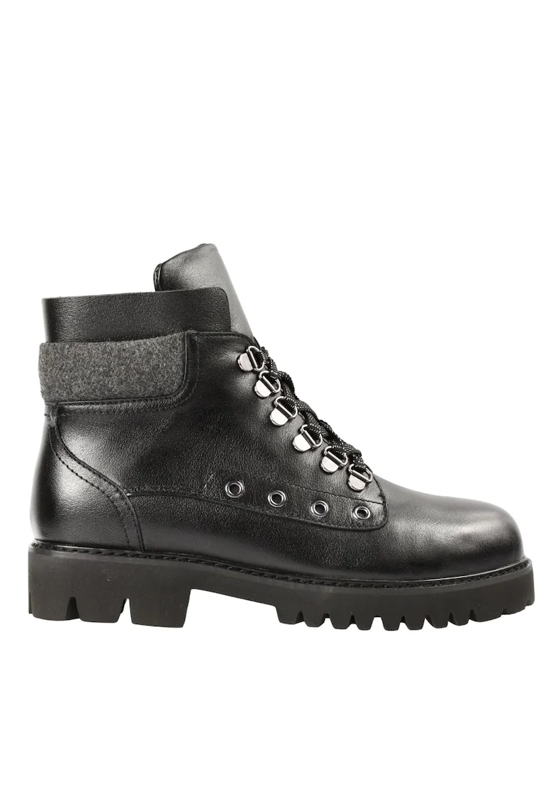 Ghete casual, dama,  68-556-16 negru, piele naturala, Negru