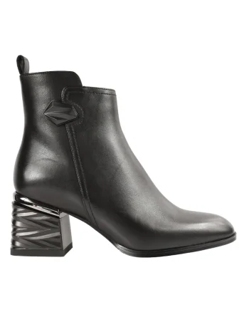 Ghete elegante, dama,  JY70027 negru, piele naturala, cu toc, Negru