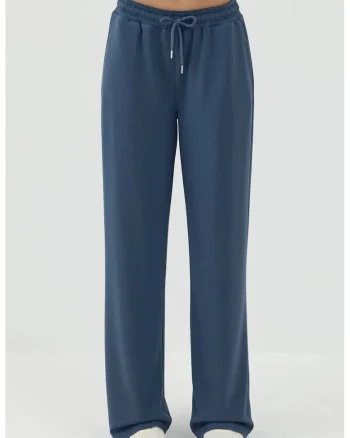 Pantaloni dama,  Textil, Albastru inchis, Albastru