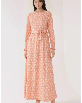 Rochie maneca lunga, Roz pal