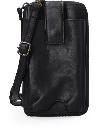 Portofel dama  piele naturala, negru, 10x18cm, cu 2 buzunare externe, inchidere cu fermoar