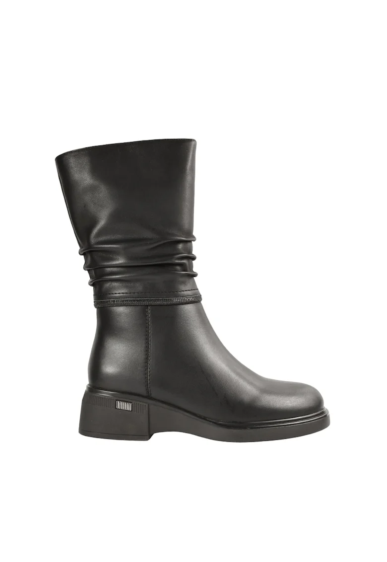 Cizme elegante, dama,  DL70026A negru, piele naturala, Negru