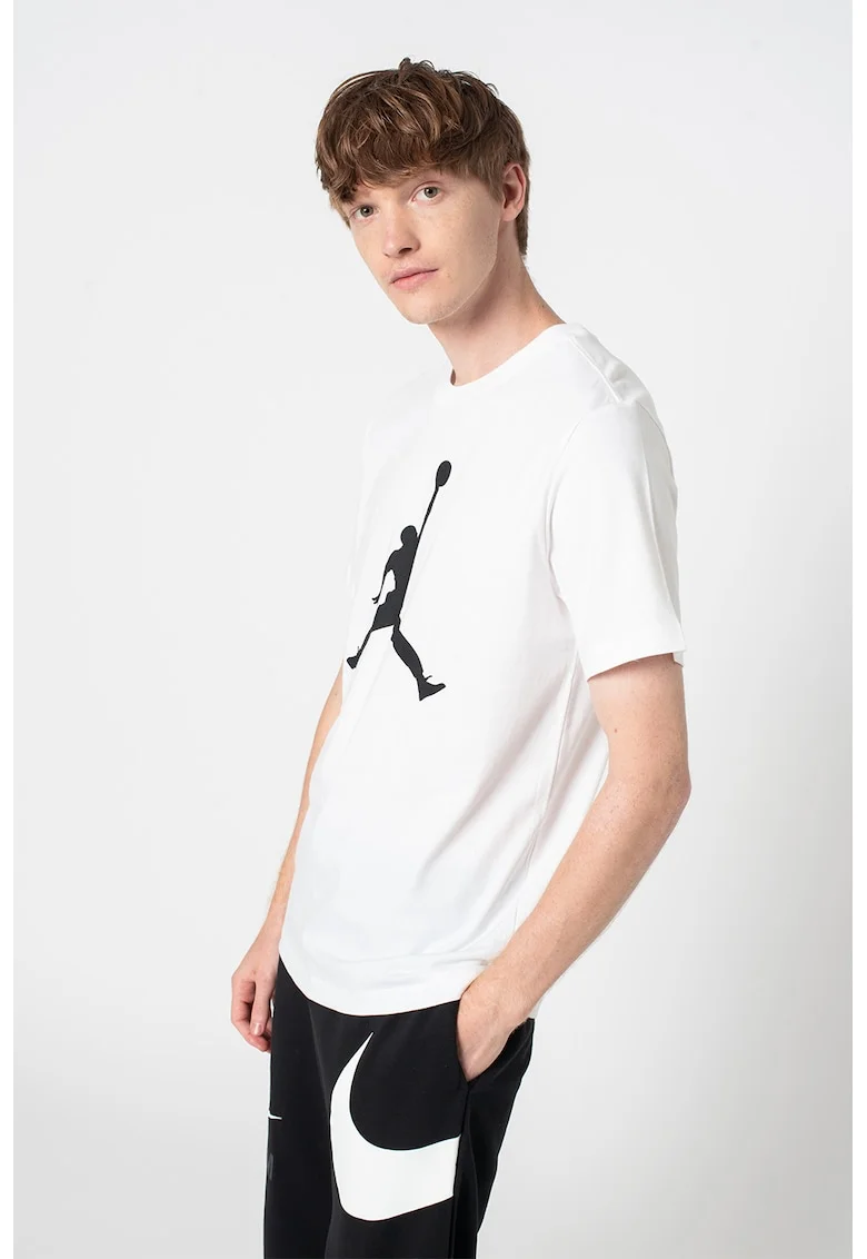 Tricou de bumbac cu imprimeu logo Jordan Jumpman, Negru/Alb optic