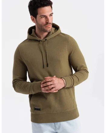 Hanorac de bumbac cu buzunar kangaroo, Verde masliniu