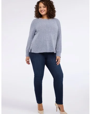 Bluza cu detaliu lant pe decolteu, Albastru deschis