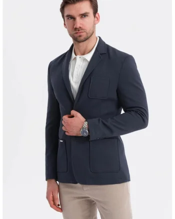 Sacou slim-fit cu buzunar pe piept