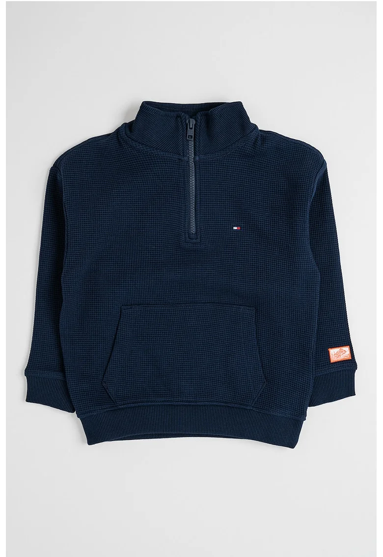 Bluza de trening cu buzunar kangaroo si fenta cu fermoar, Bleumarin